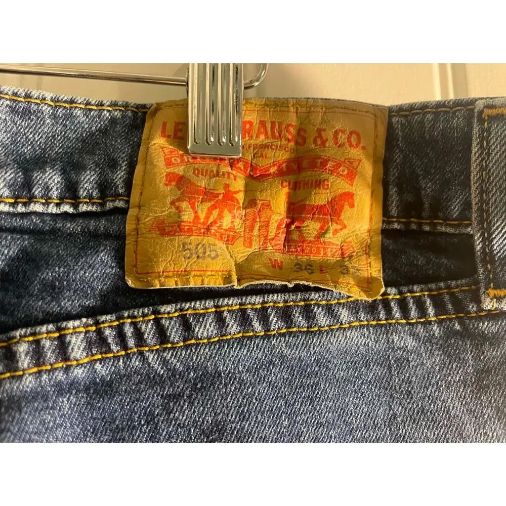 Men 505 Levi Jeans-36x32 Dark Wash Straight Leg